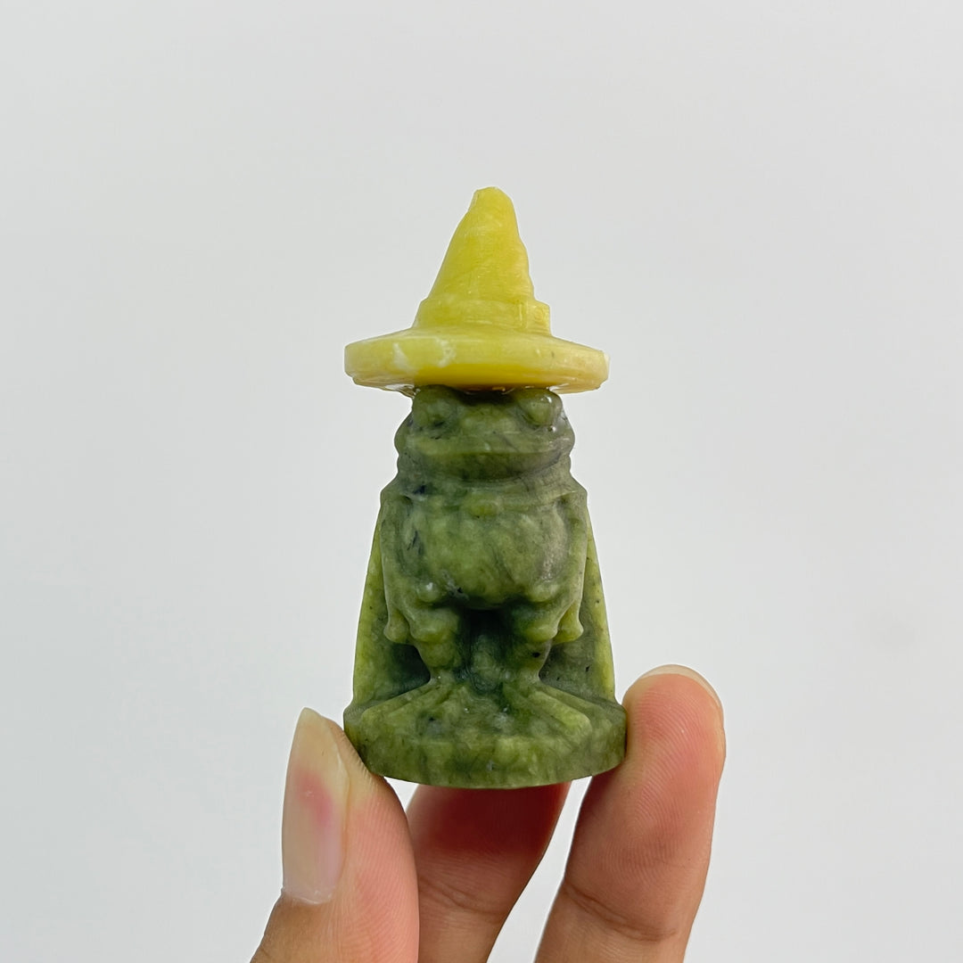 Natural Crystal Carving Serpentine Wizard Frog