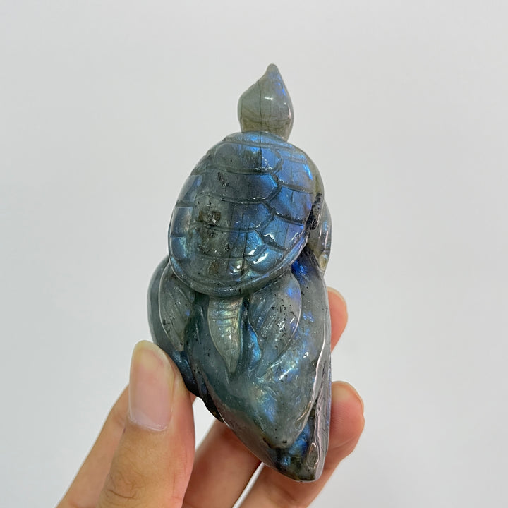 Unique,A Slightly Imperfect Natural Crystal Labradorite Sea Turtle