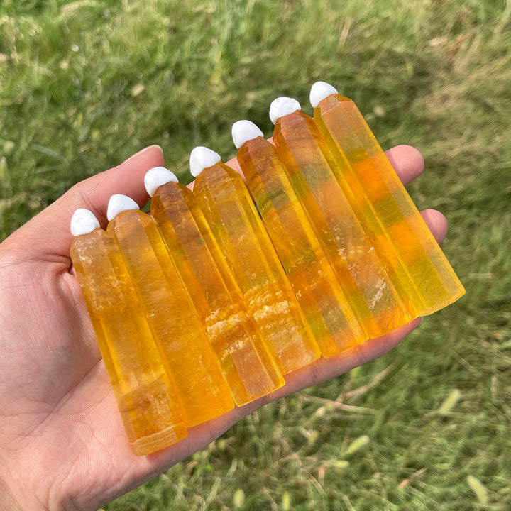 Natural Crystal Yellow Fluorite Point