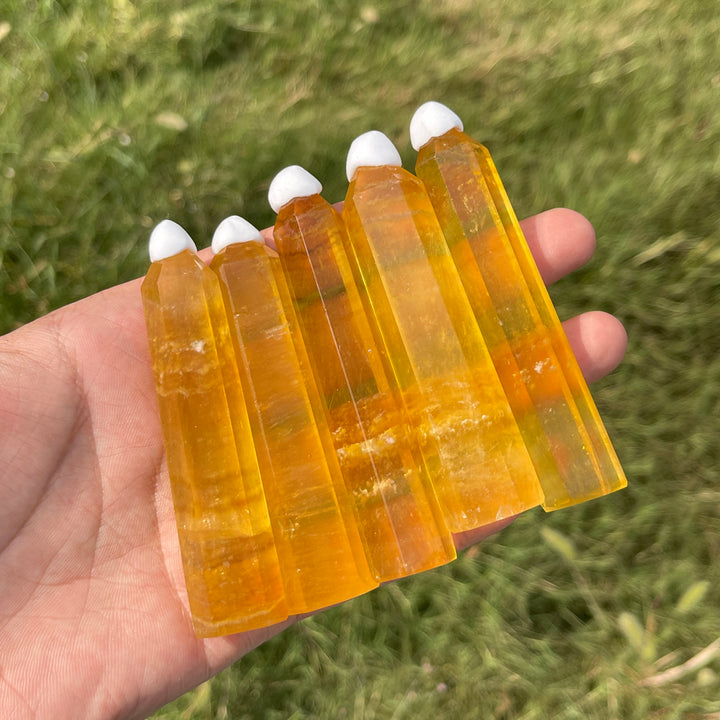 Natural Crystal Yellow Fluorite Point