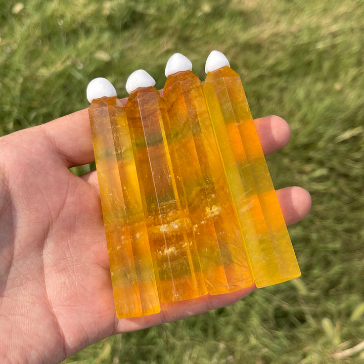 Natural Crystal Yellow Fluorite Point