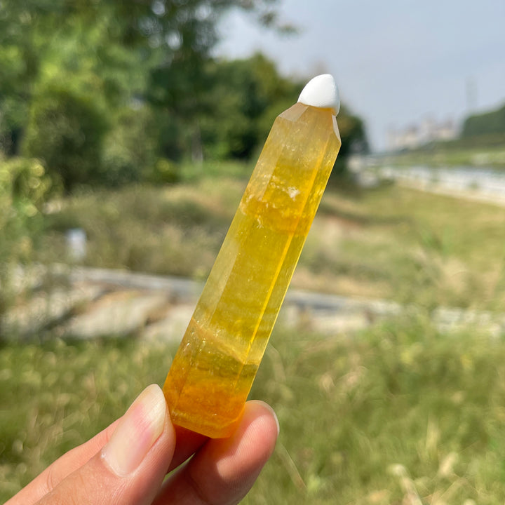 Natural Crystal Yellow Fluorite Point