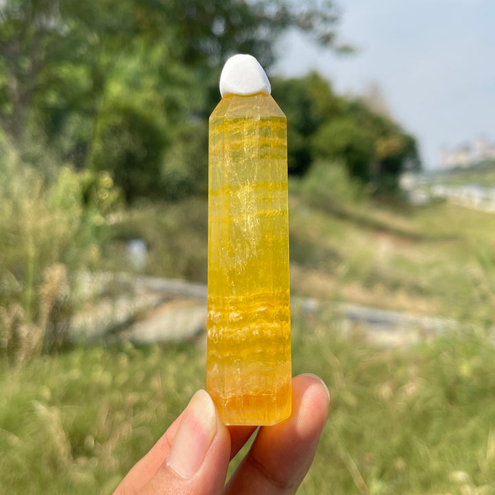 Natural Crystal Yellow Fluorite Point