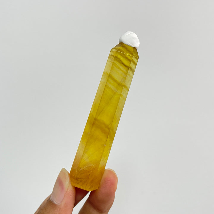Natural Crystal Yellow Fluorite Point