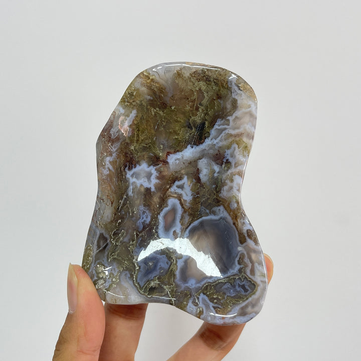 Unique,Natural Crystal Carving Moss Agate Bowl