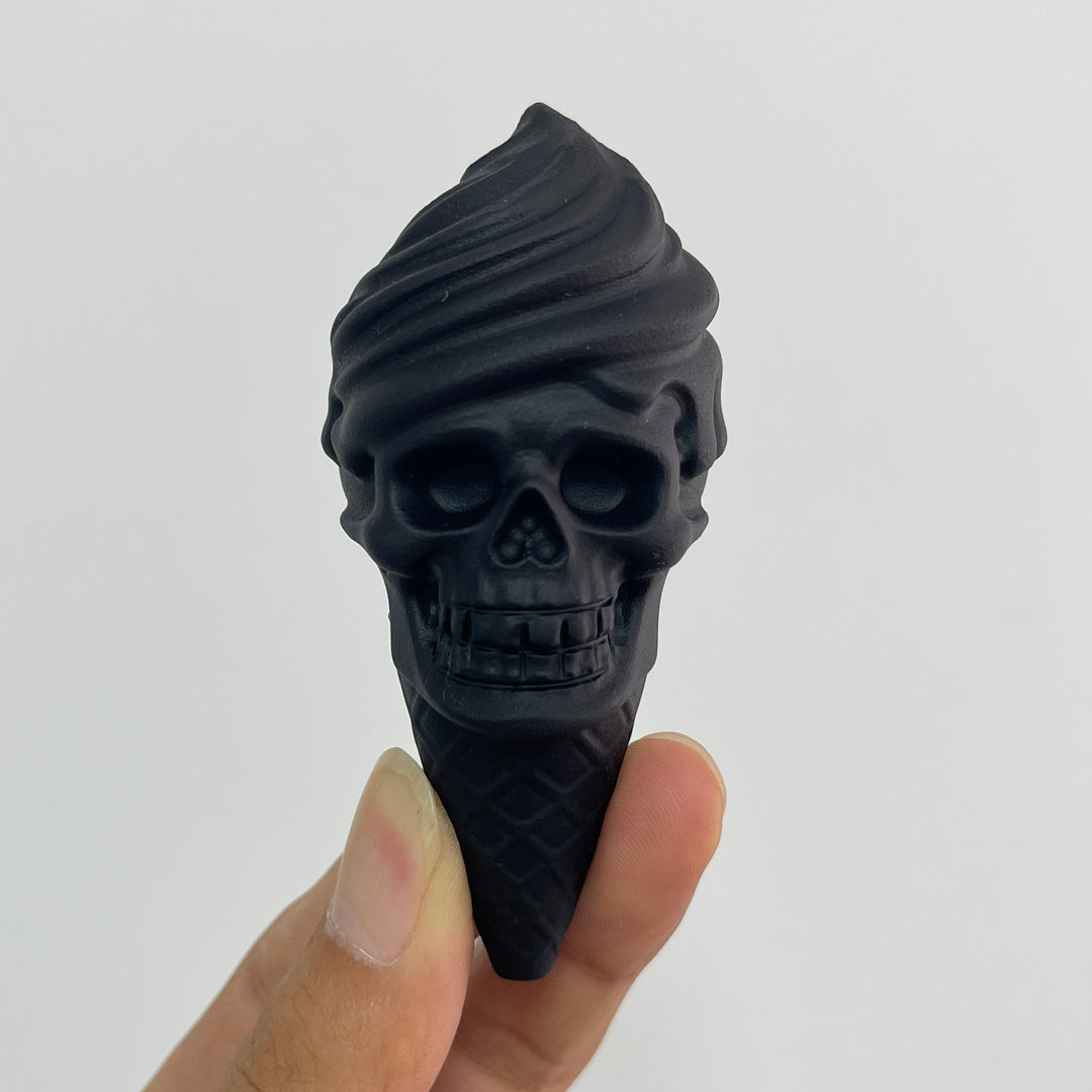 Natural Crystal Carving Black Obsidian Skull Ice Cream