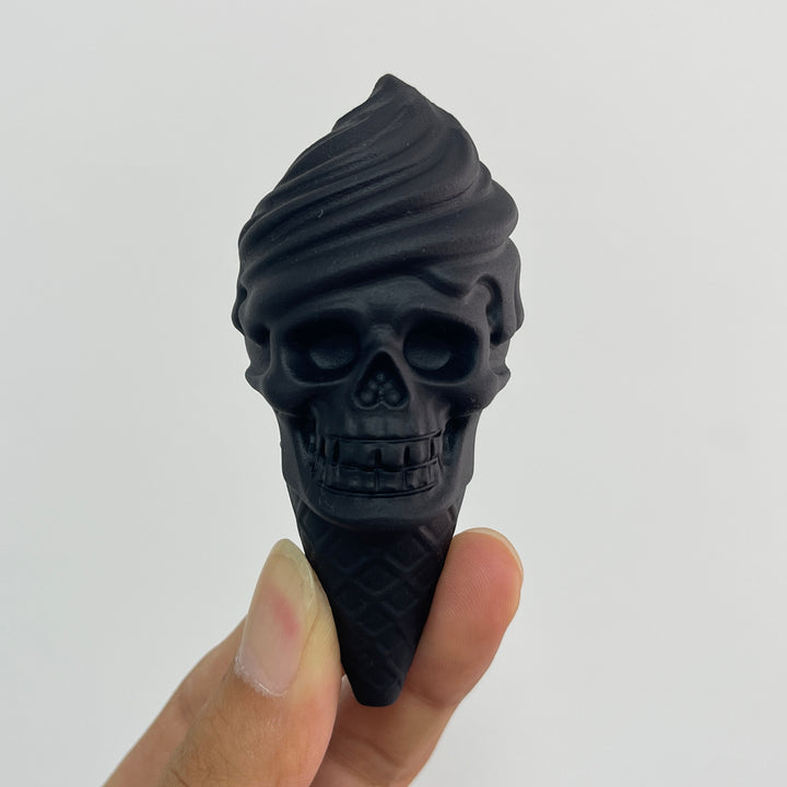 Natural Crystal Carving Black Obsidian Skull Ice Cream
