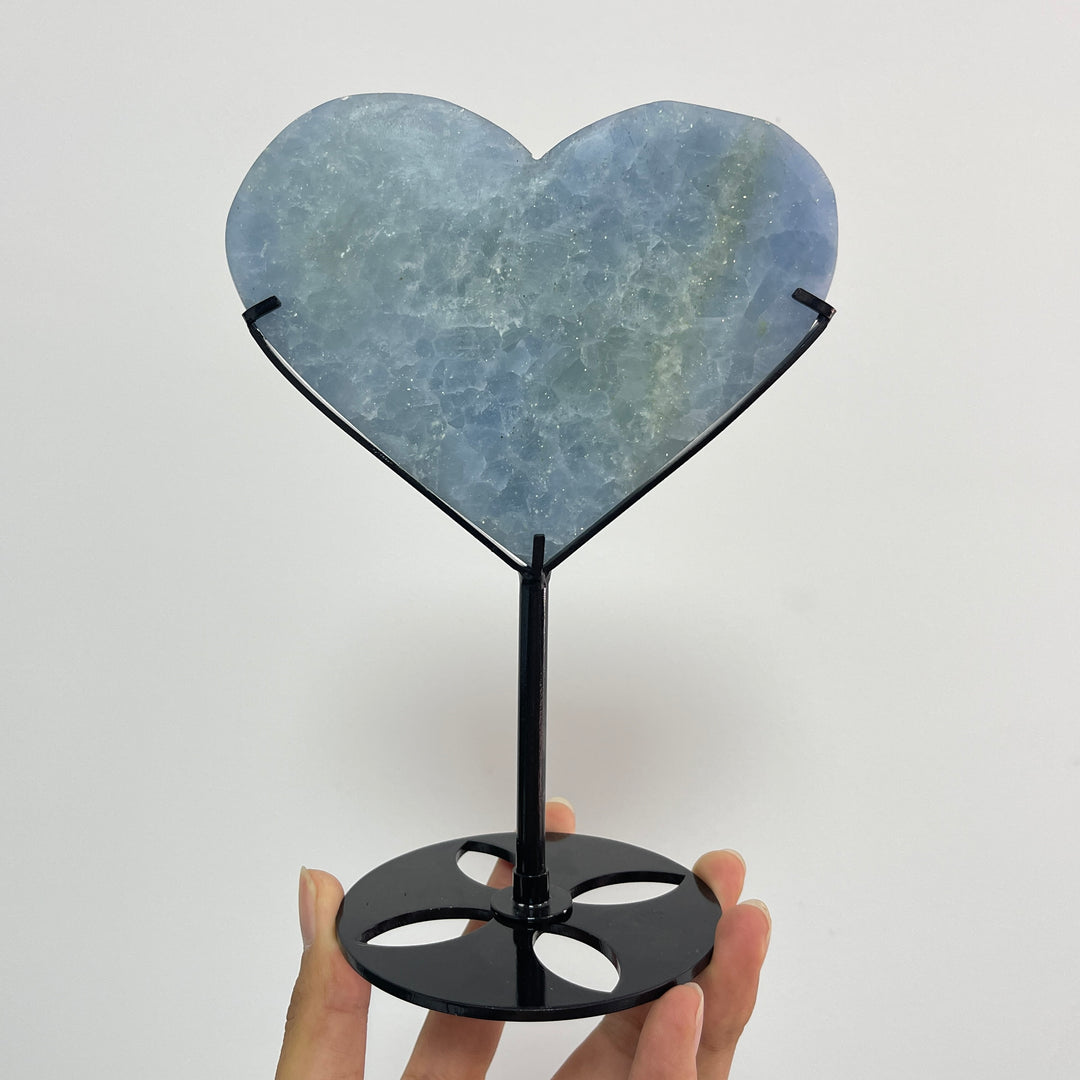 Unique,Natural Crystal Blue Calcite Heart