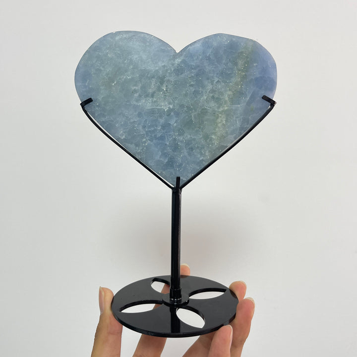 Unique,Natural Crystal Blue Calcite Heart