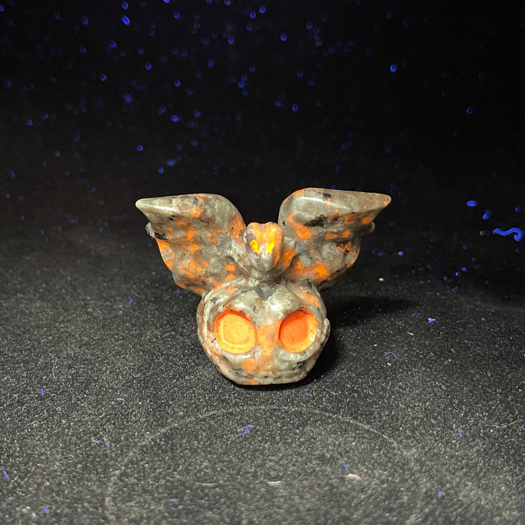 Natural Crystal Carving Cute Skull Pumpkin Bat