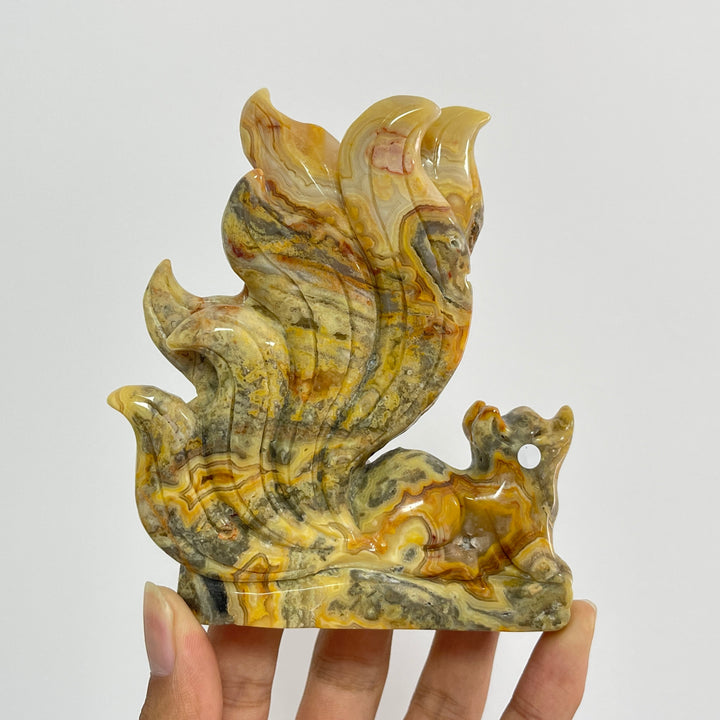 Unique,A Slightly Imperfect Natural Crystal Crazy Agate Nine‑Tailed Fox