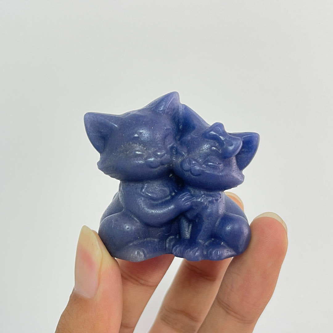 Natural Crystal Carving Snuggling Cats