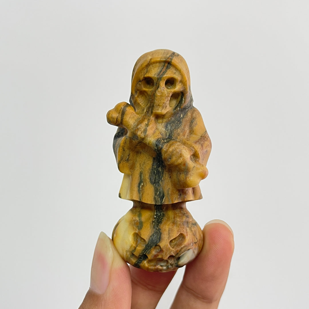 Natural Crystal Grim Reaper On Pumpkin