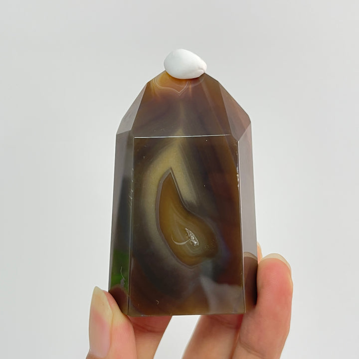 Unique,Natural Crystal Earth Toned Agate Point