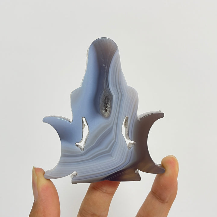 Unique,Natural Crystal Carving Triple Moon Goddess