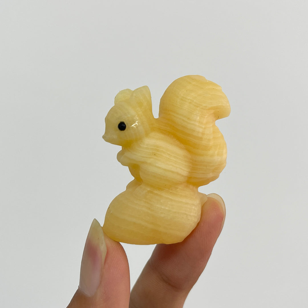 Natural Crystal Carving Squirrel On Pine Nut