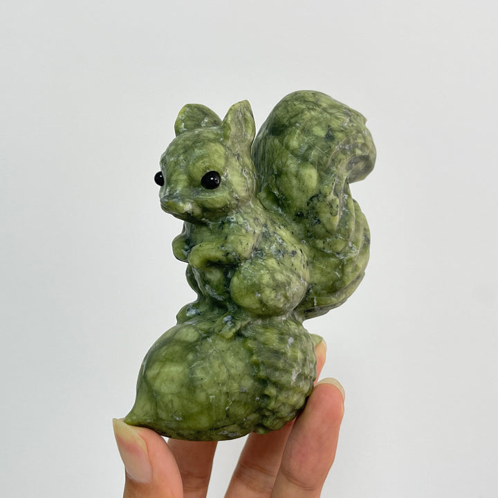Unique,Natural Crystal Carving Cute Serpentine Squirrel