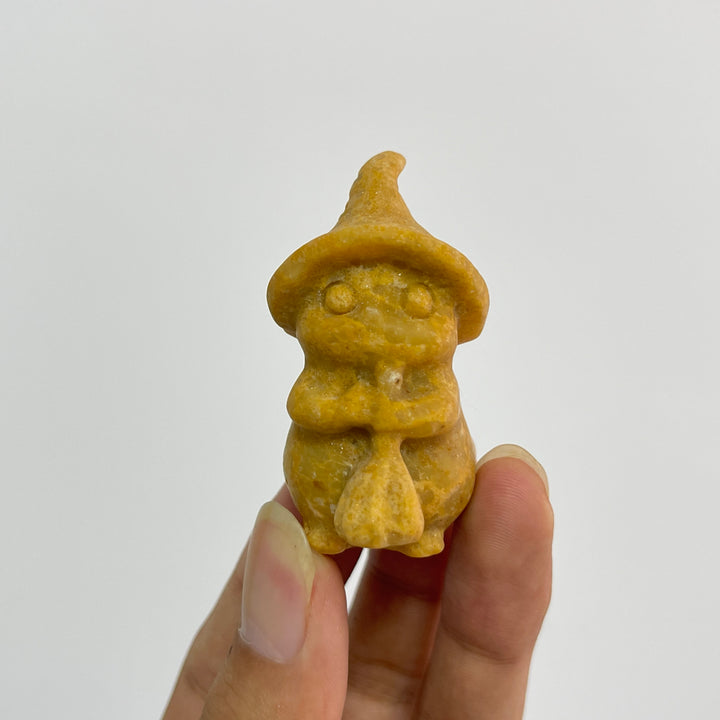 Natural Crystal Carving Witch Cat With Broom