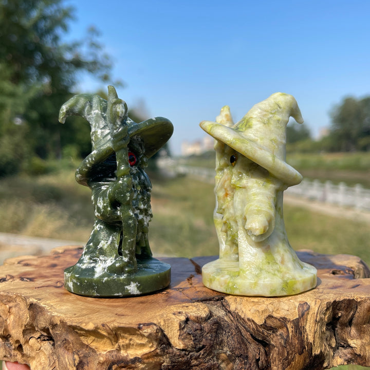Natural Crystal Wizard Owl With Staff