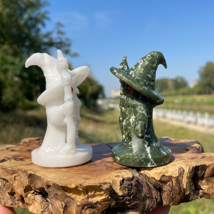 Natural Crystal Wizard Owl With Staff