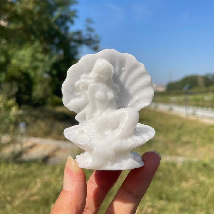 A Slightly Imperfect Natural Crystal Carving Mermaid In Shell