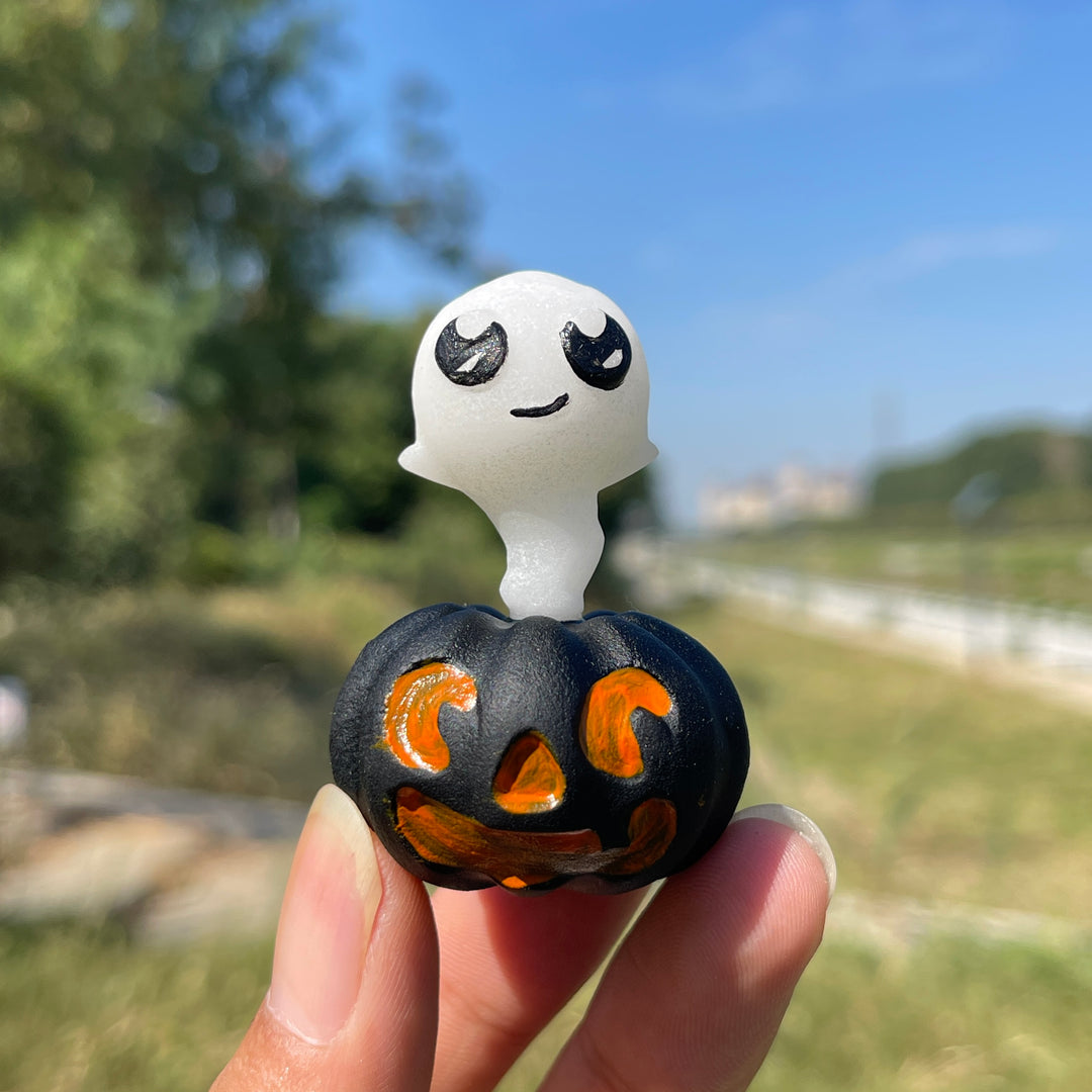 Natural Crystal Pumpkin Floating Ghost