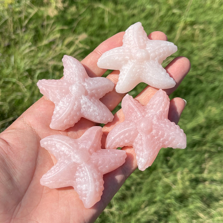 Natural Crystal Carving Pink Opal Starfish