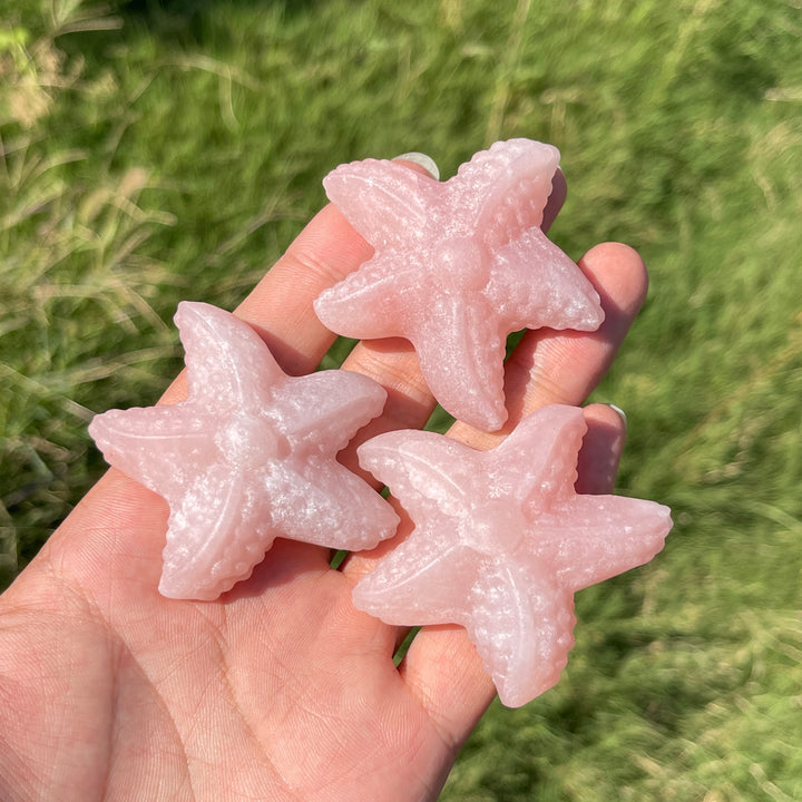 Natural Crystal Carving Pink Opal Starfish