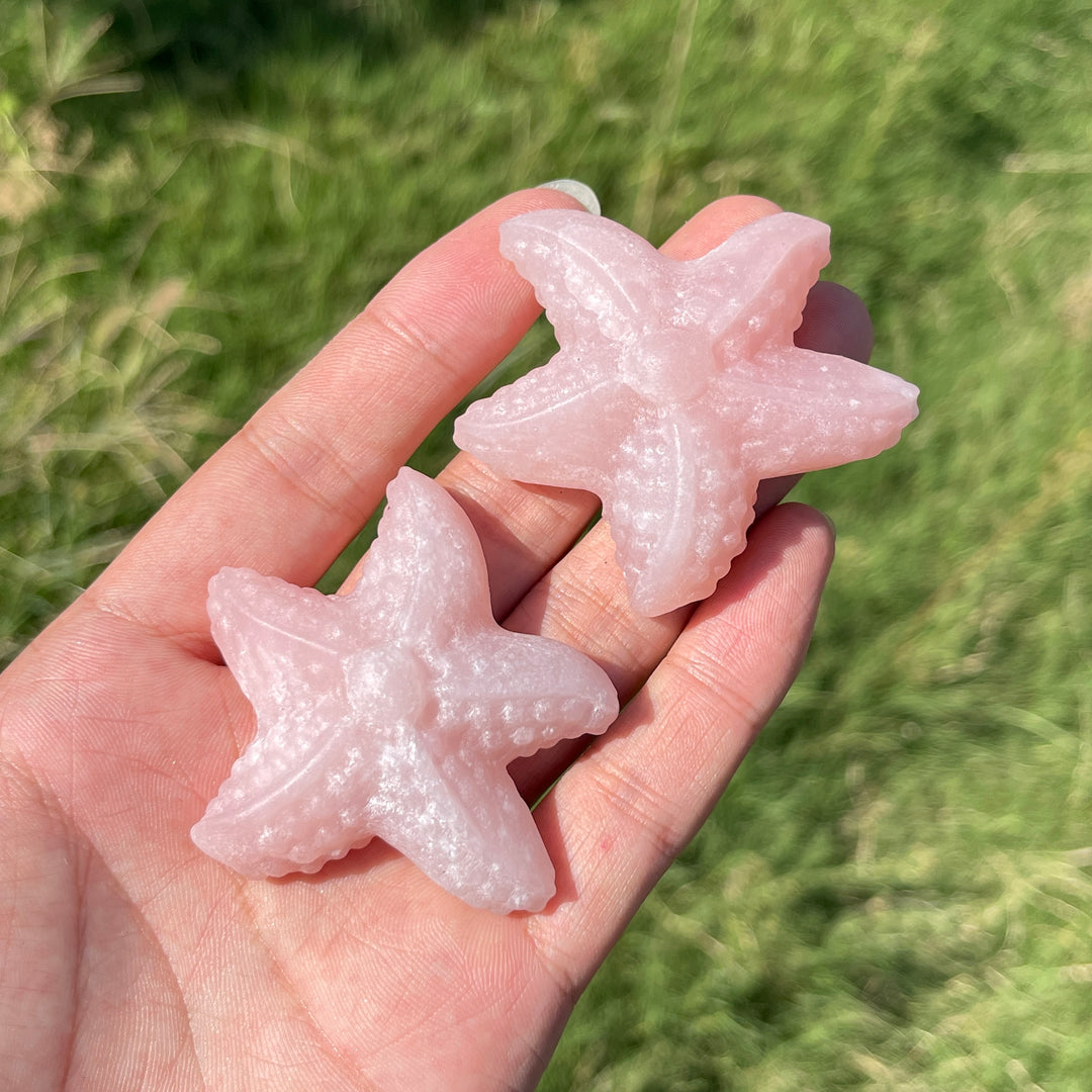 Natural Crystal Carving Pink Opal Starfish