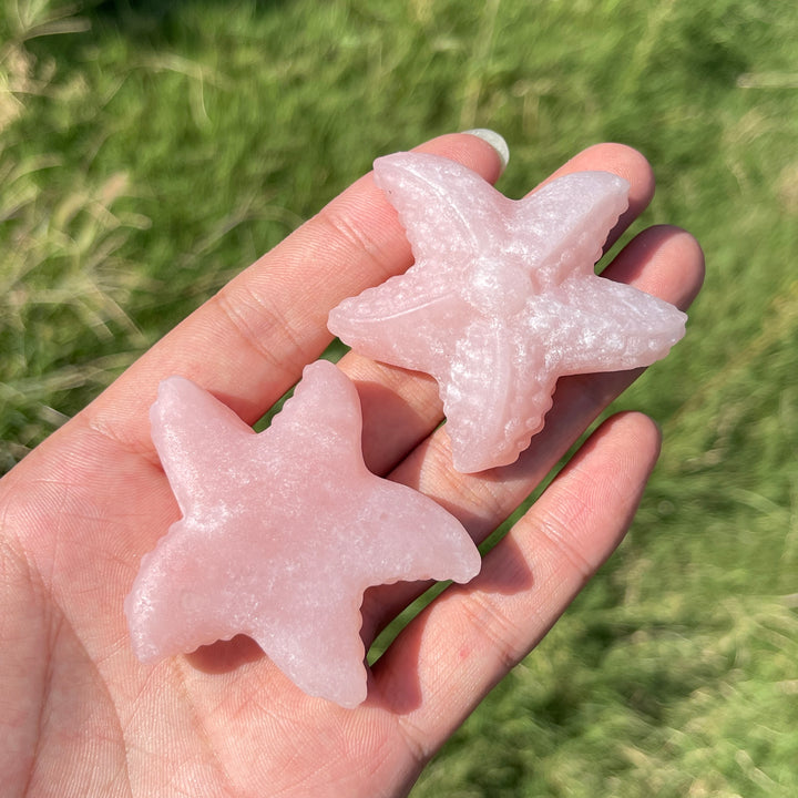 Natural Crystal Carving Pink Opal Starfish