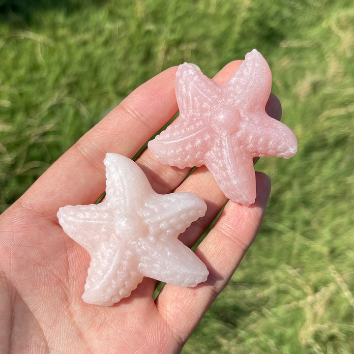 Natural Crystal Carving Pink Opal Starfish