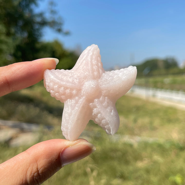 Natural Crystal Carving Pink Opal Starfish
