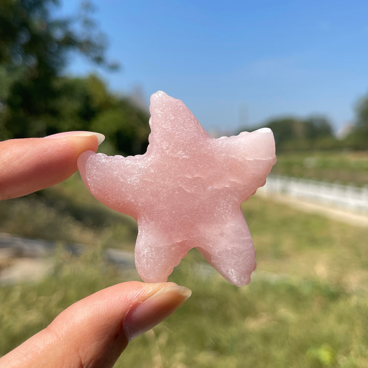 Natural Crystal Carving Pink Opal Starfish