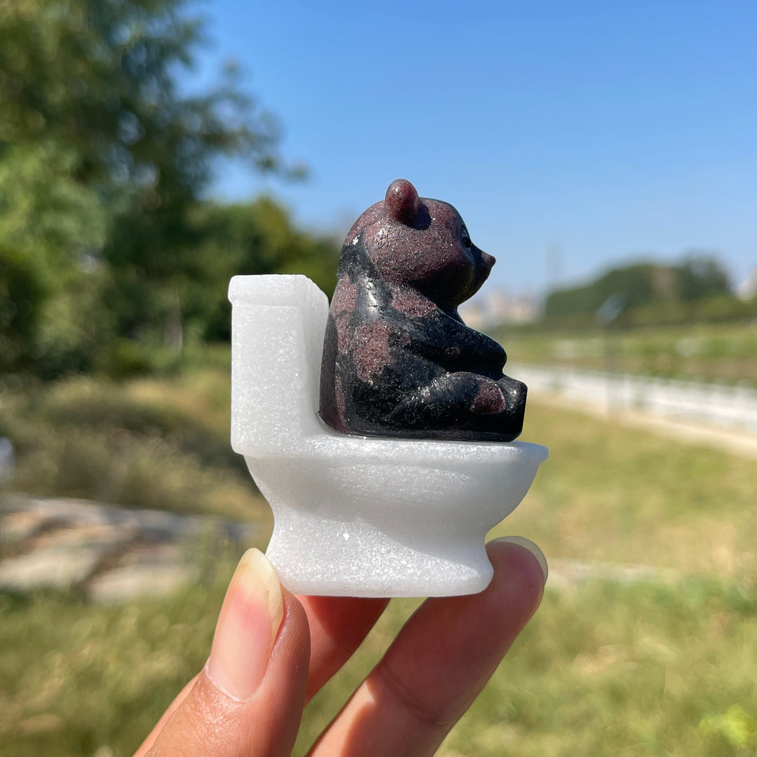Natural Crystal Bear On Toilet