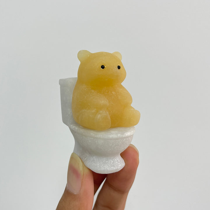 Natural Crystal Bear On Toilet