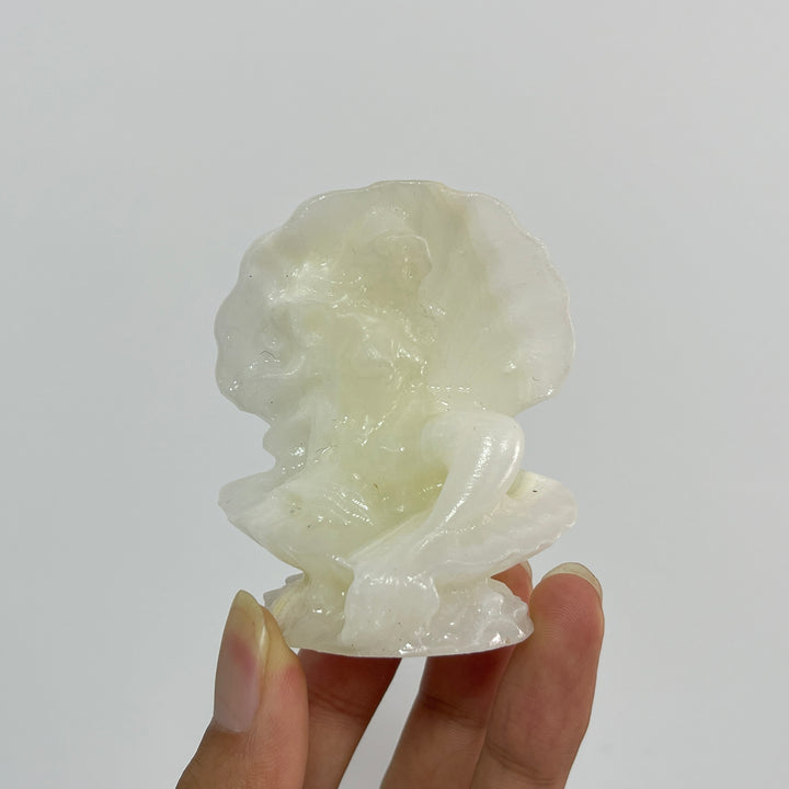 A Slightly Imperfect Natural Crystal Carving Mermaid In Shell
