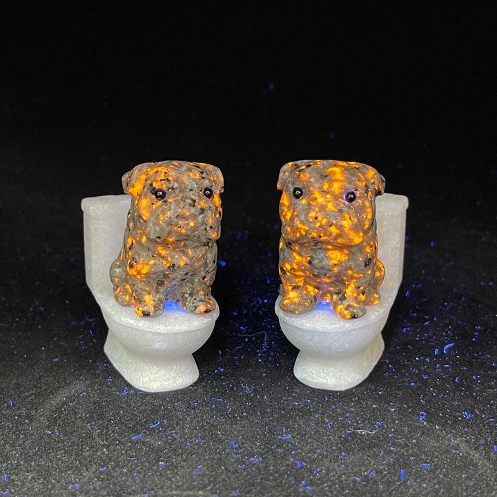 Natural Crystal Cute Dog On Toilet