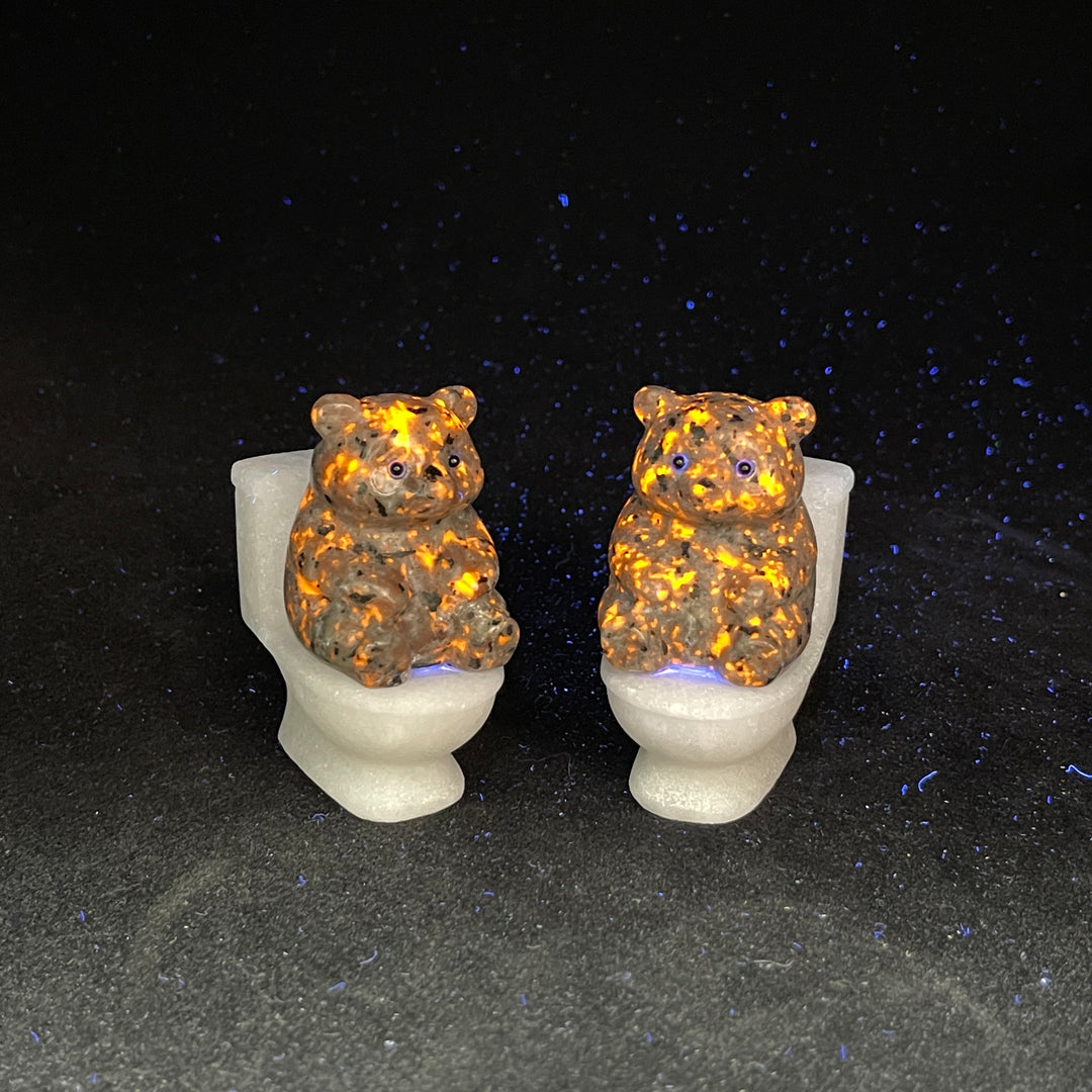 Natural Crystal Bear On Toilet