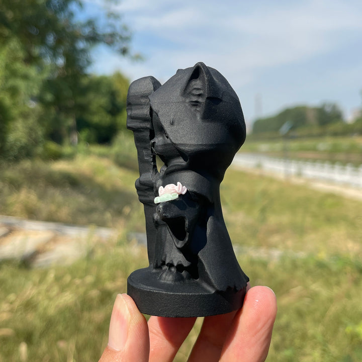 A Slightly Imperfect Natural Crystal Carving Black Obsidian Candy Wizard Cat