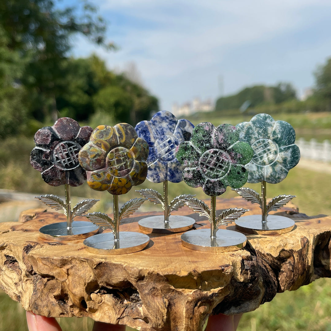 Natural Crystal Sun Flower Ornament
