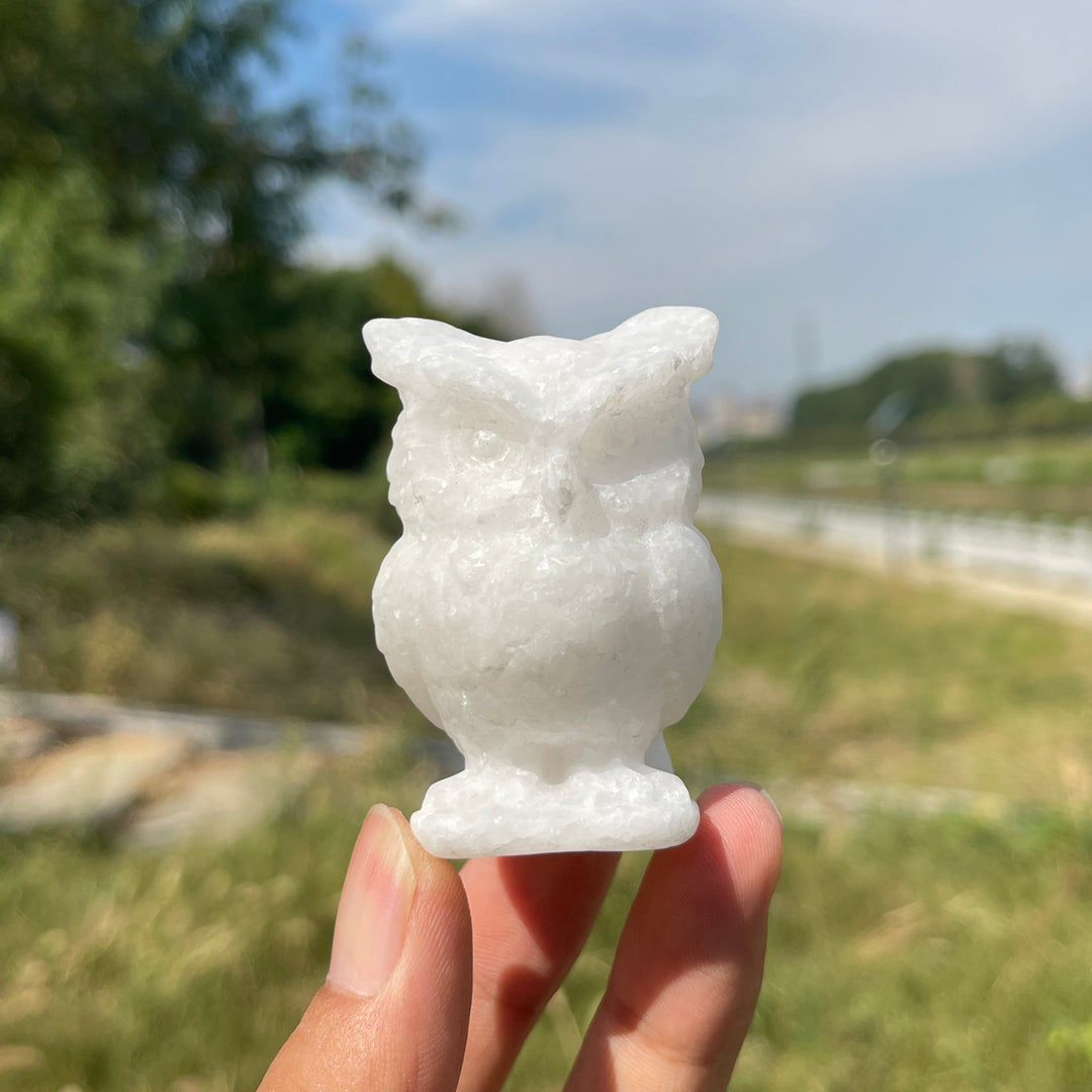 Natural Crystal Chubby Owl Carving