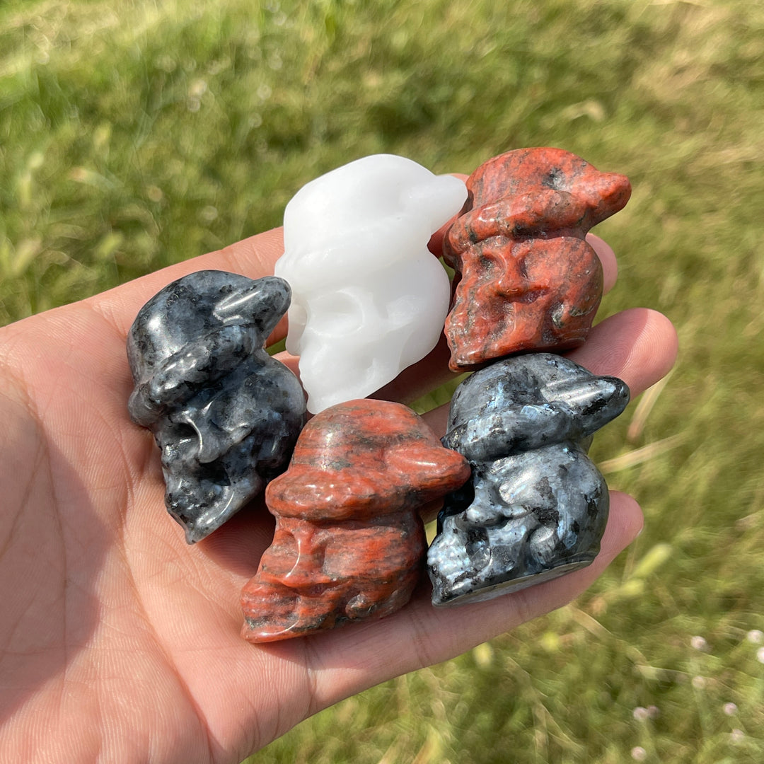 Natural Crystal Carving Santa Hat Skull