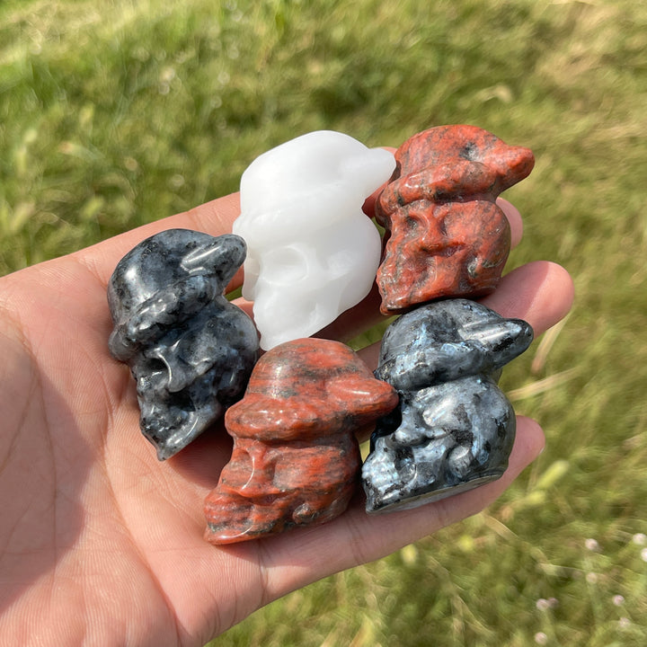 Natural Crystal Carving Santa Hat Skull