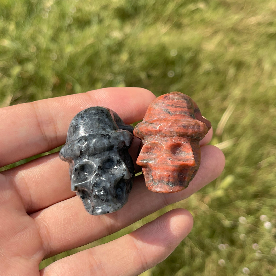 Natural Crystal Carving Santa Hat Skull