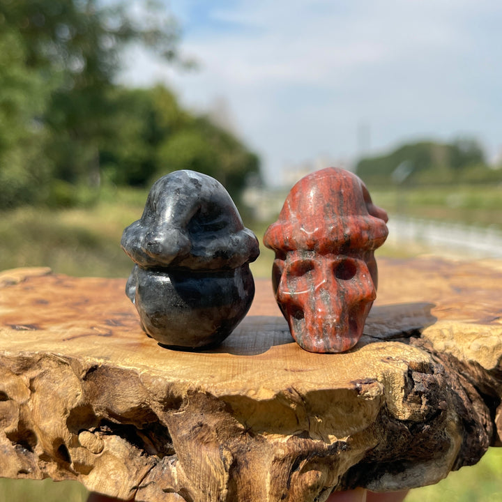 Natural Crystal Carving Santa Hat Skull