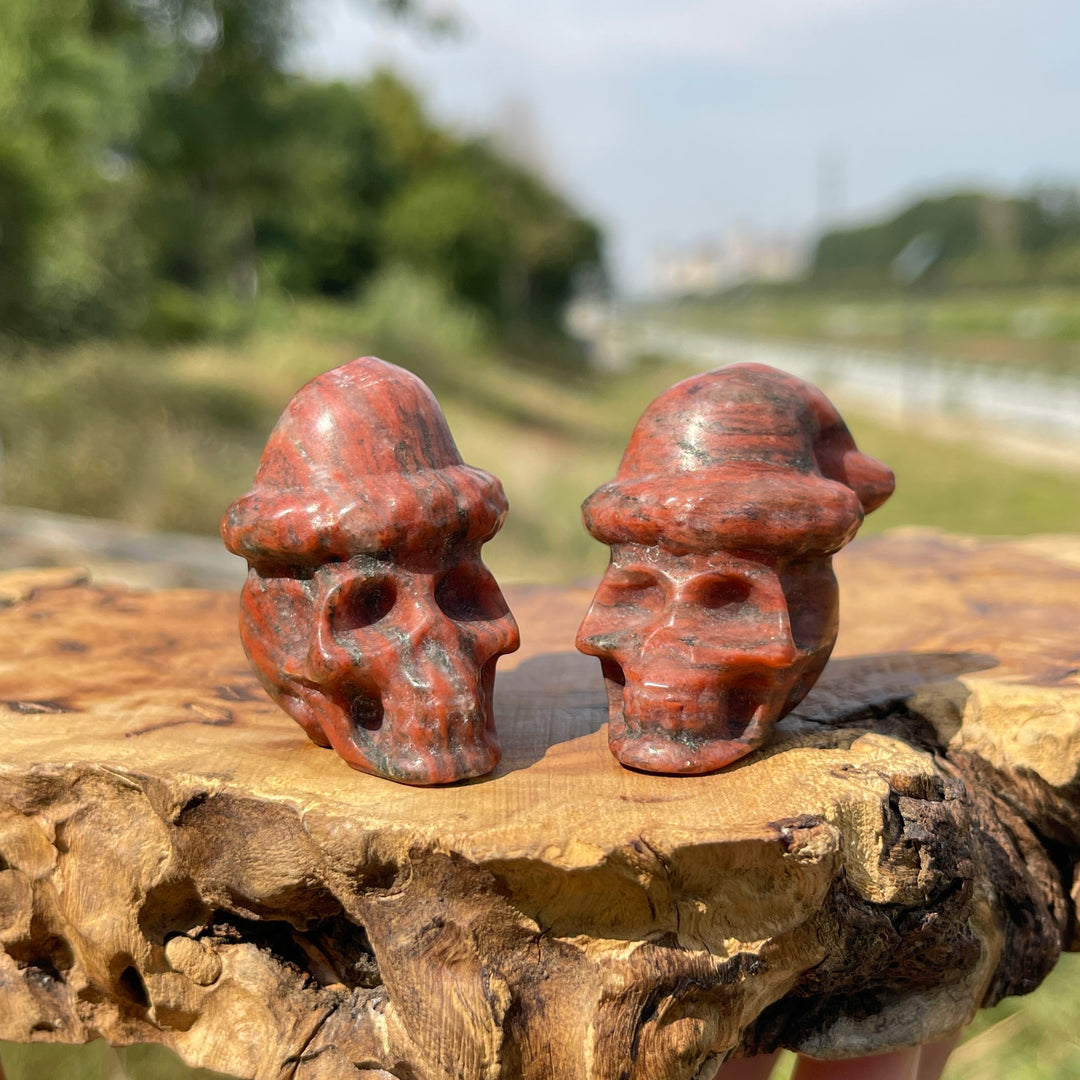 Natural Crystal Carving Santa Hat Skull