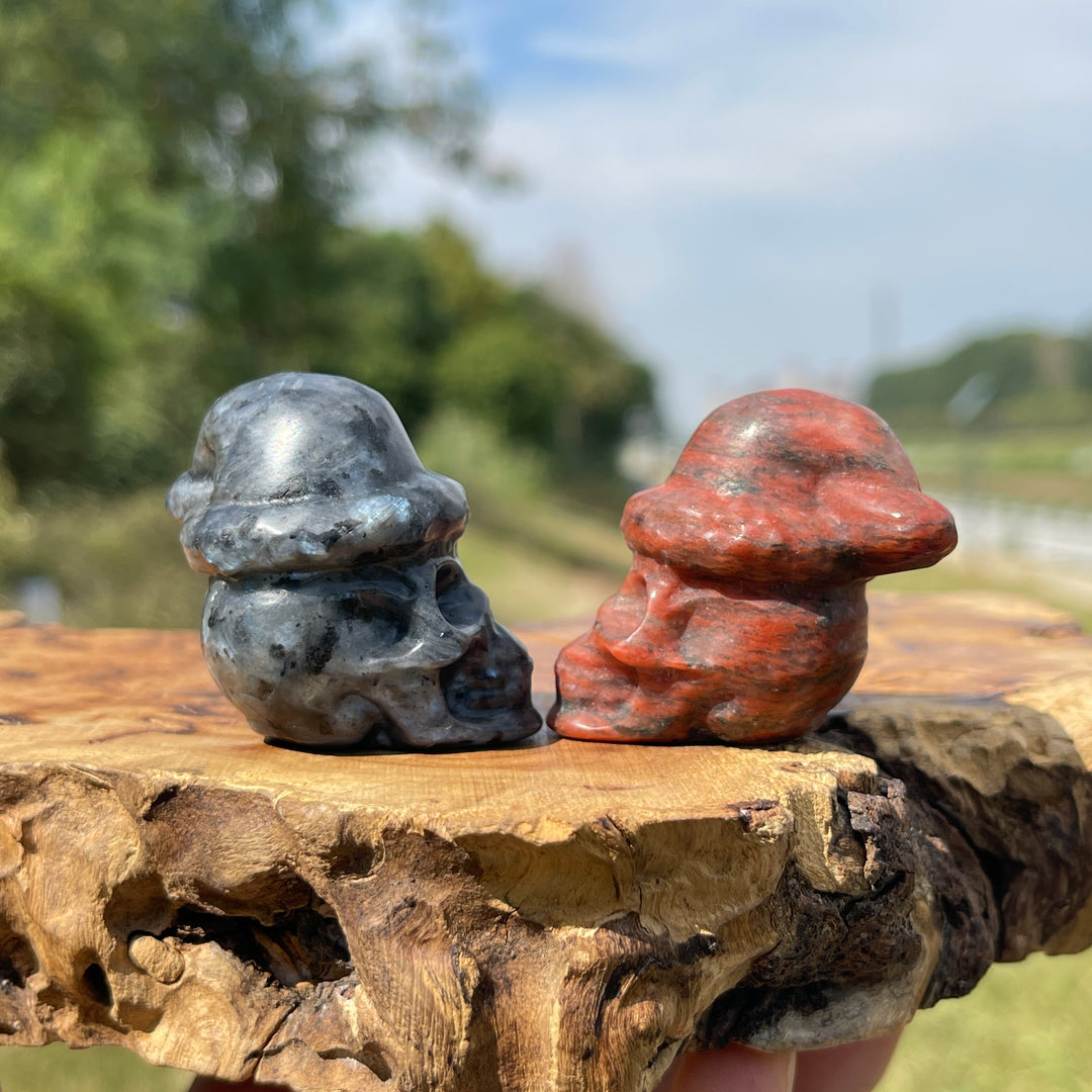 Natural Crystal Carving Santa Hat Skull