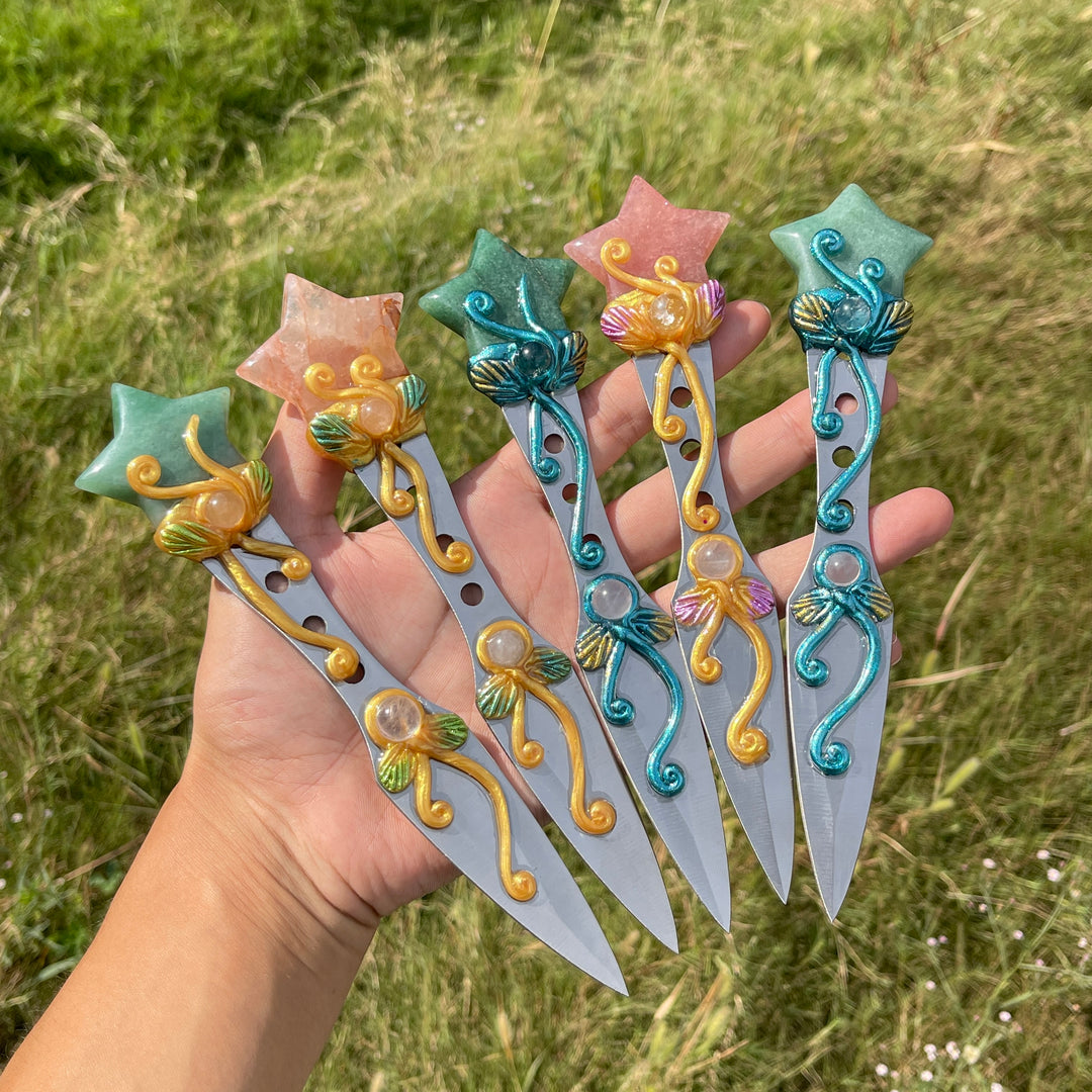 Natural Crystal Star & Moon Magical Dagger