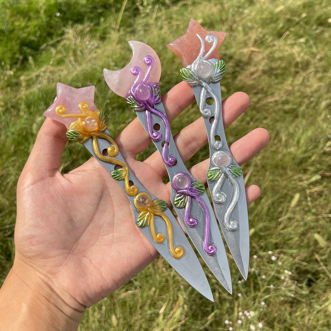 Natural Crystal Star & Moon Magical Dagger