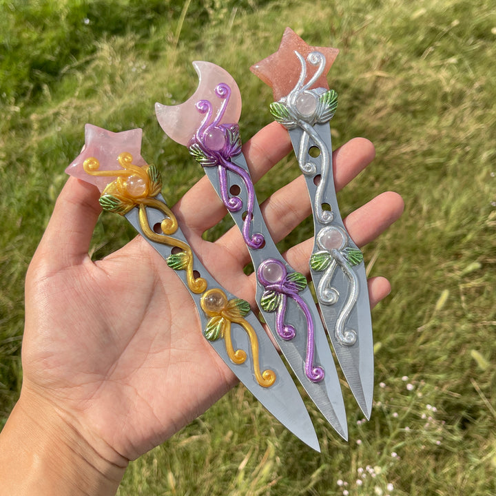 Natural Crystal Star & Moon Magical Dagger